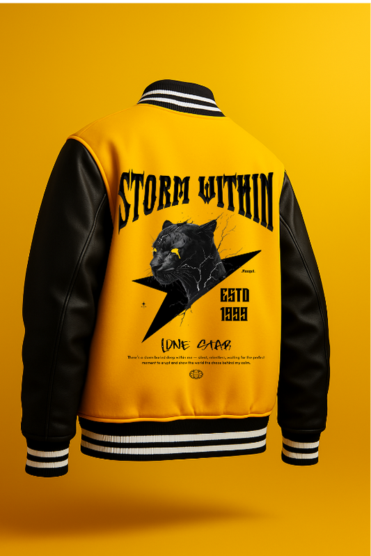 STORM WITHIN Yellow Varsity Jacket – Panther Lone Star Edition